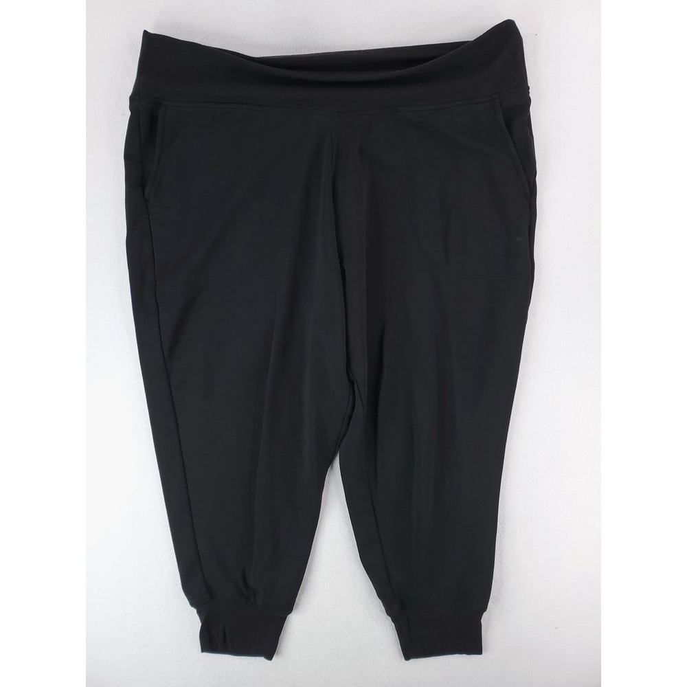 Athleta Pants Womens 2X Black Coaster Luxe High Rise Ribbed Waist Cuffed Ankle